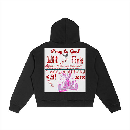 Contrast Plaid Boxy Zip Hoodie