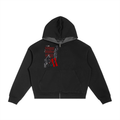 Contrast Plaid Boxy Zip Hoodie